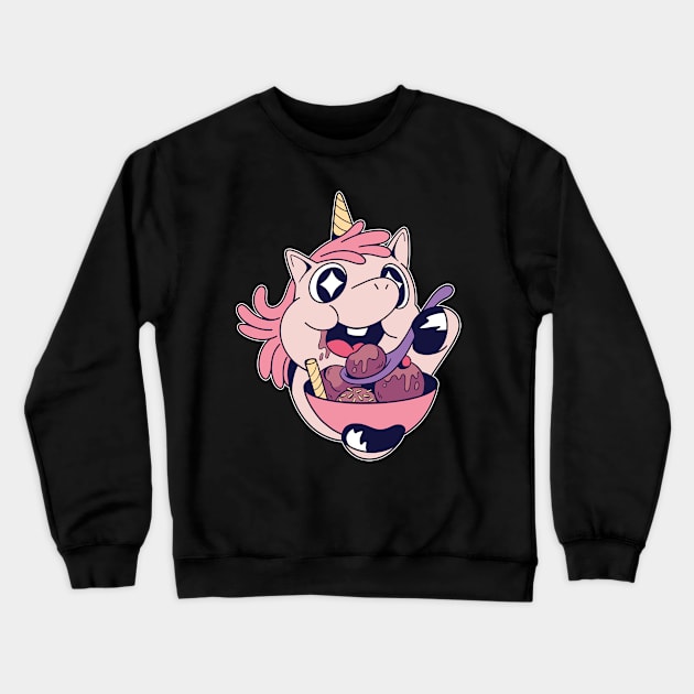 Cute Unicorn eating ice cream Crewneck Sweatshirt by LR_Collections